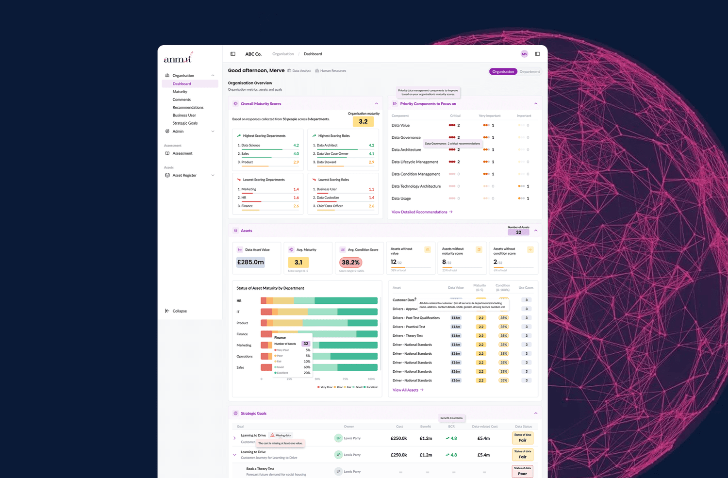 I led the end-to-end design of a data asset management platform, and built the design system behind it.