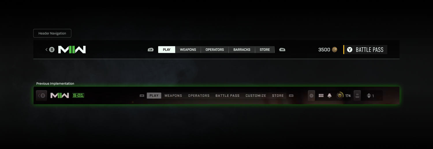 Call of Duty: Header Navigation 1