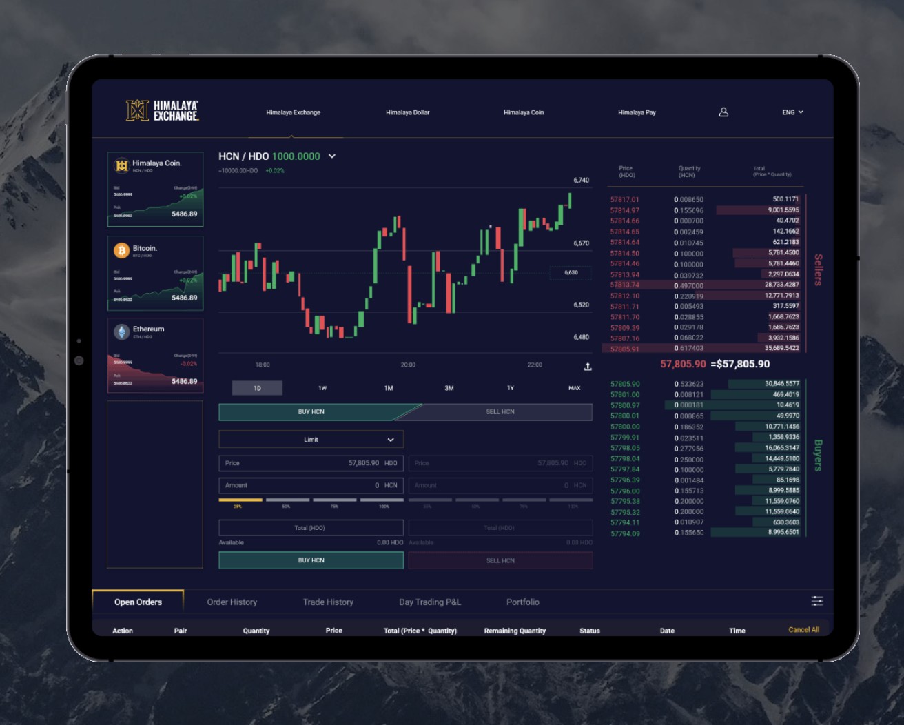 Himalaya Exchange — hero screen